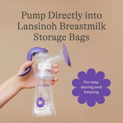 Lansinoh Manual Breast Pump with 5oz Baby Bottle and Slow Flow Nipple
