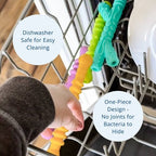 Re-Play Assorted Teether Straws with Cleaning Brush - 4pk: Soft Silicone Rattles for Infants, Baby Teething Aid