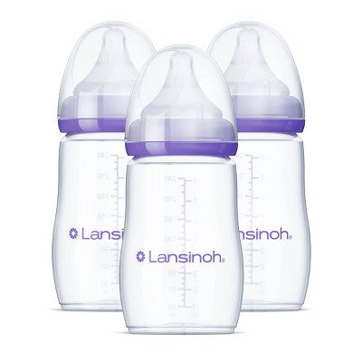 Lansinoh Anti-Colic Baby Bottles with Nipples - 3pk