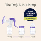 Lansinoh Manual Breast Pump with 5oz Baby Bottle and Slow Flow Nipple