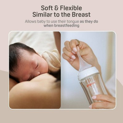 Pigeon Nurture & Nest Anti-colic Silicone Bottle Nipples with Latch-On Line