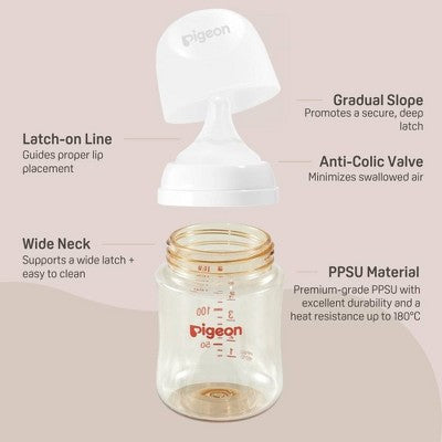 Pigeon Nurture & Nest Wide-Neck and Anti-colic PPSU BPA-Free Baby Bottle with Nipple