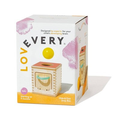 Lovevery Hide & Find Drop Box Baby Toy: Develops Fine Motor Skills, Birch and Plywood Construction, Toddler Learning