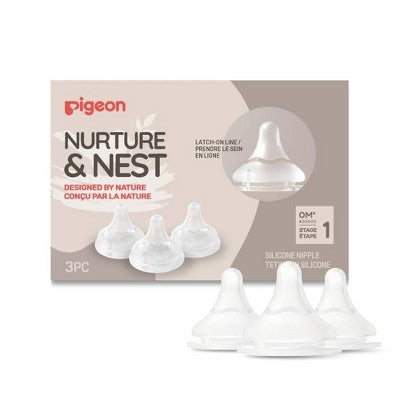 Pigeon Nurture & Nest Anti-colic Silicone Bottle Nipples with Latch-On Line