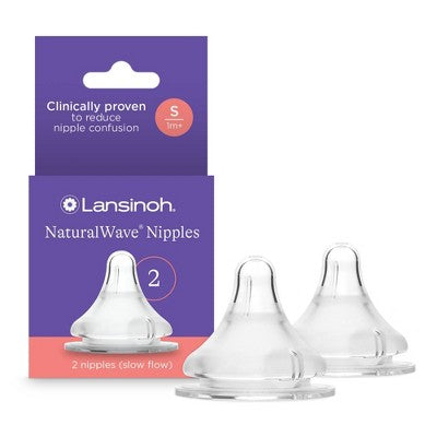 Lansinoh Anti-Colic Silicone Baby Bottle Nipples - 2pk