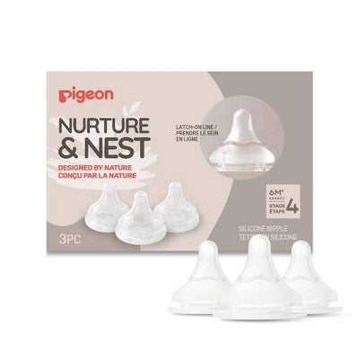 Pigeon Nurture & Nest Anti-colic Silicone Bottle Nipples with Latch-On Line