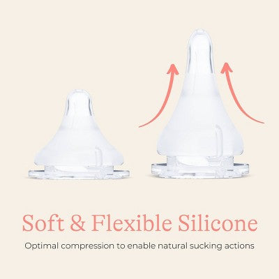 Lansinoh Anti-Colic Silicone Baby Bottle Nipples - 2pk