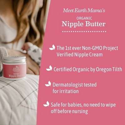 Earth Mama Organic Nipple Butter for Breastfeeding - 2 fl oz: Moisturizing, Soothing, Petroleum-Free, Non-Toxic