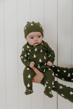 Frosty Pine | Holiday Thermal Zipper Footie & Cap Set