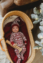 Santa's Sleigh | Holiday Thermal Zipper Footie & Cap Set