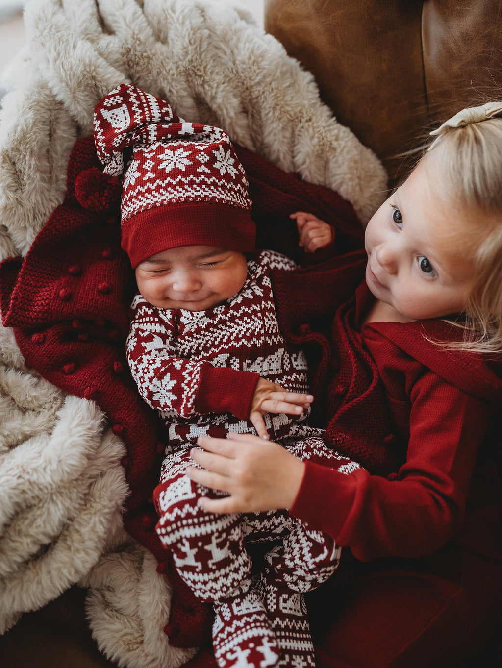 Santa's Sleigh | Holiday Thermal Zipper Footie & Cap Set
