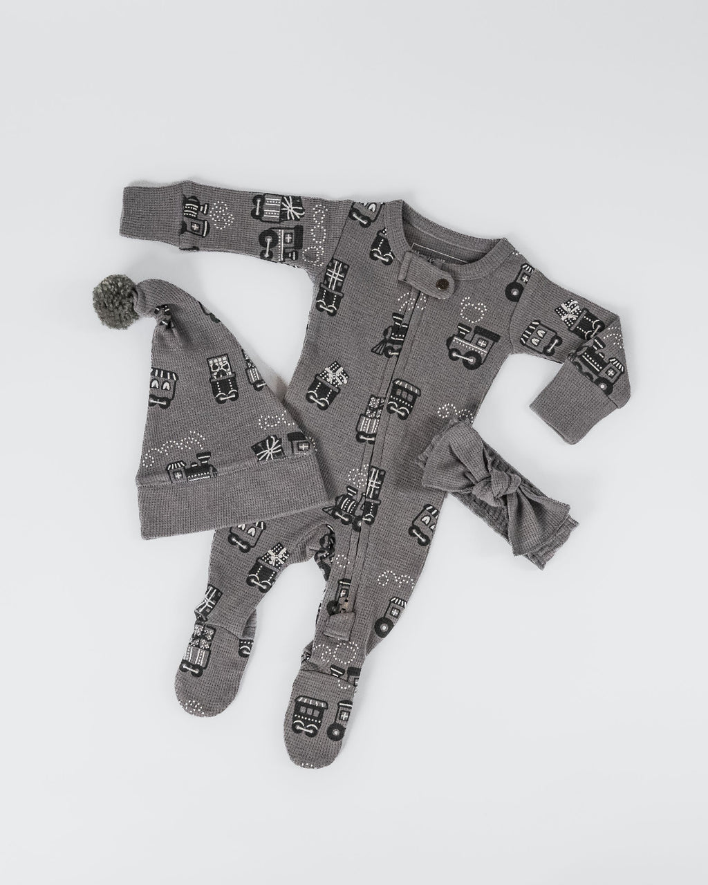 Holiday Thermal Zipper Footie & Cap Set