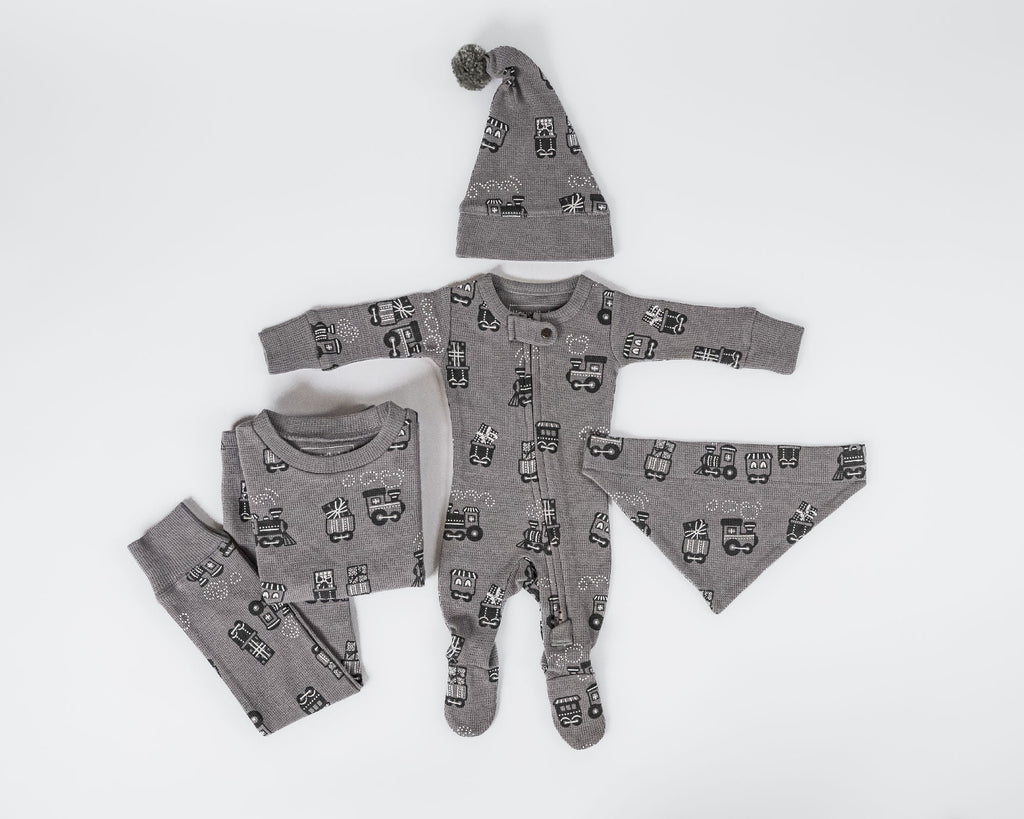 Holiday Thermal Zipper Footie & Cap Set