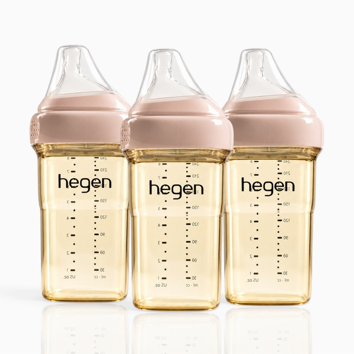 Hegen PPSU Anti-Colic Baby Bottle - 3 to 6 Months - 240ml/8oz - 3-Pack