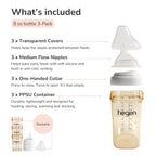Hegen PPSU Anti-Colic Baby Bottle - 3 to 6 Months - 240ml/8oz - 3-Pack