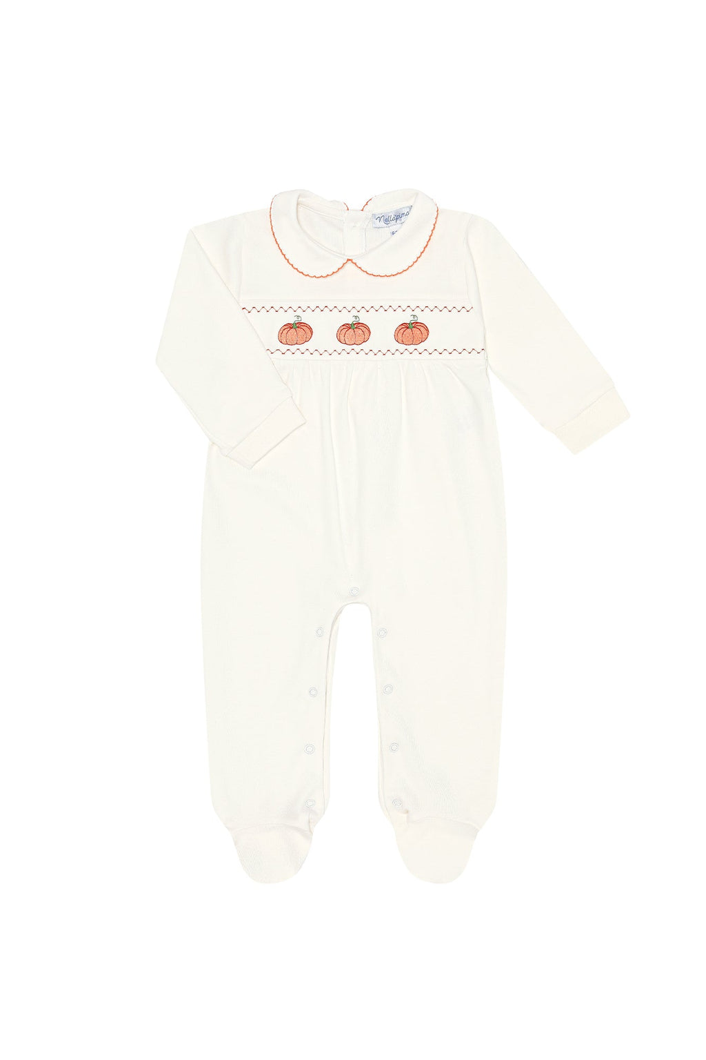 Ivory Pumpkin Patch Embroidered Footie