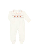 Ivory Pumpkin Patch Embroidered Footie