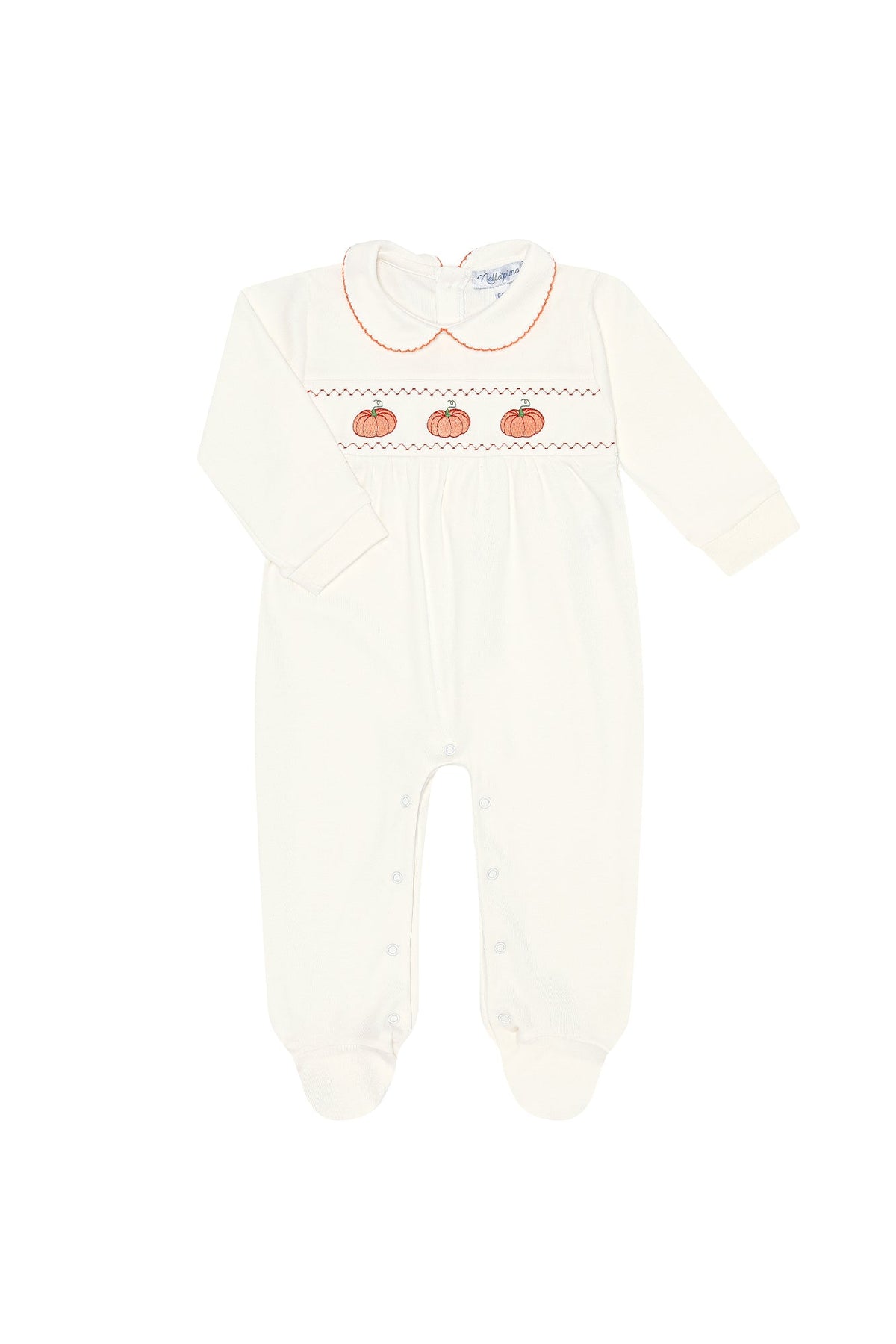 Ivory Pumpkin Patch Embroidered Footie