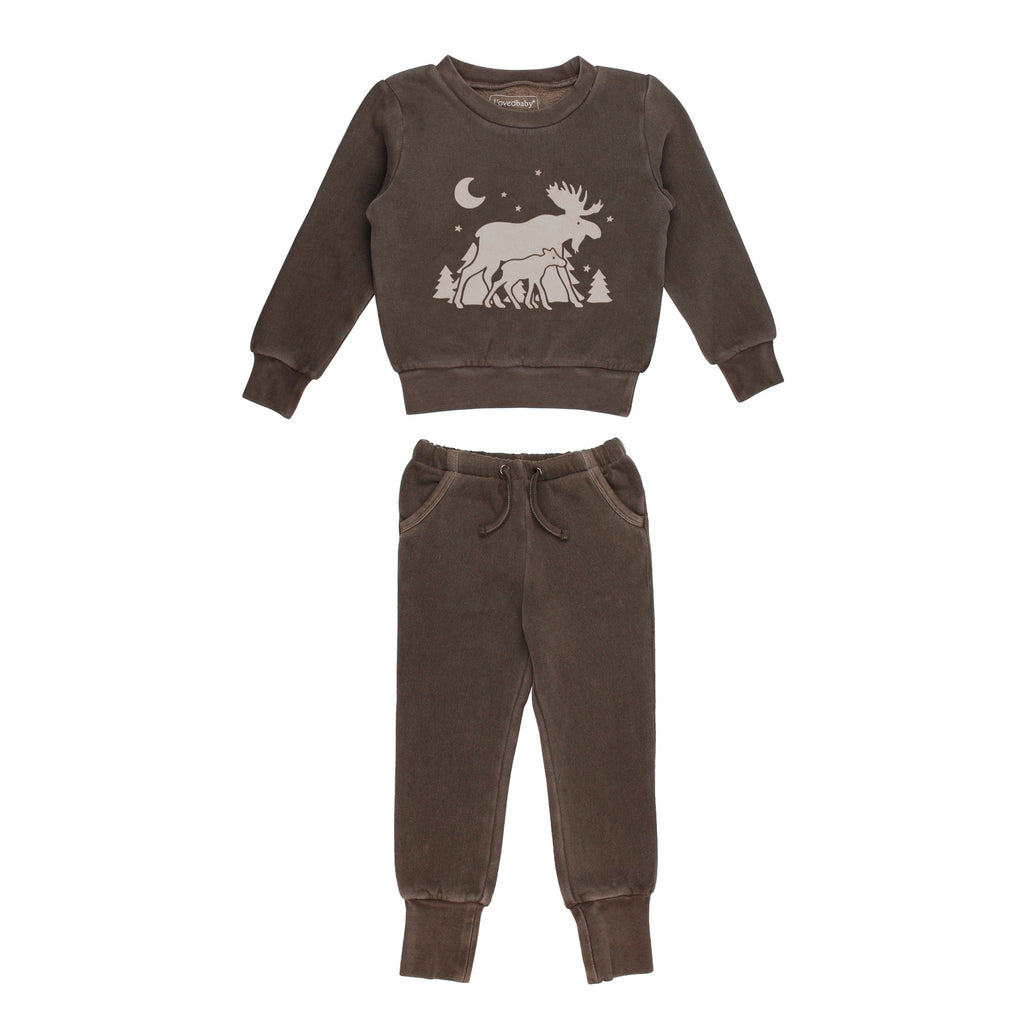 Bark Moose | Kids' Organic Cozy Graphic Sweatshirt & Jogger Set