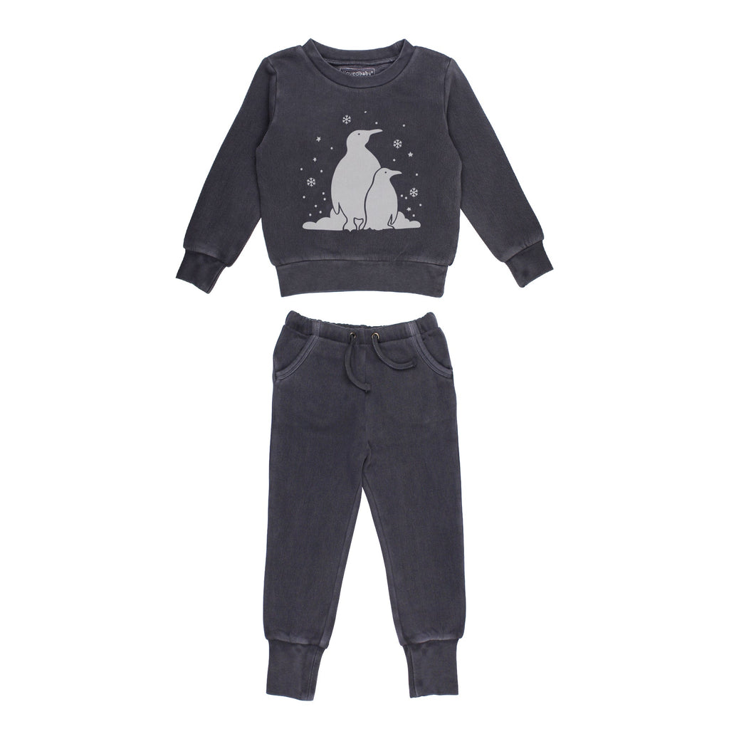 Coal Penguin | Kids' Organic Cozy Graphic Sweatshirt & Jogger Set