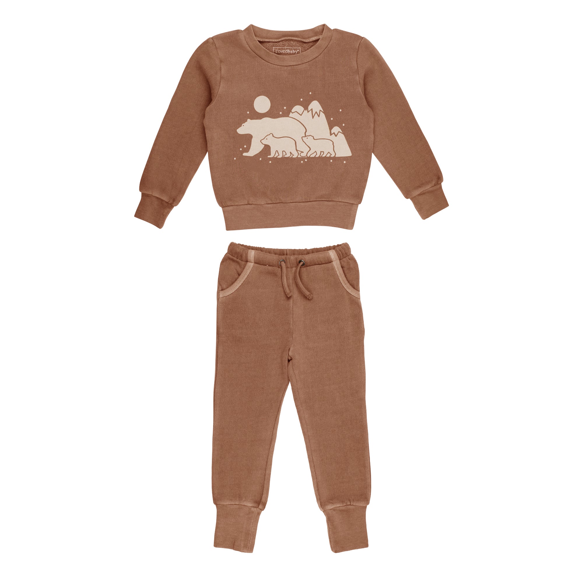 Latte Bear | Kids' Organic Cozy Graphic Sweatshirt & Jogger Set