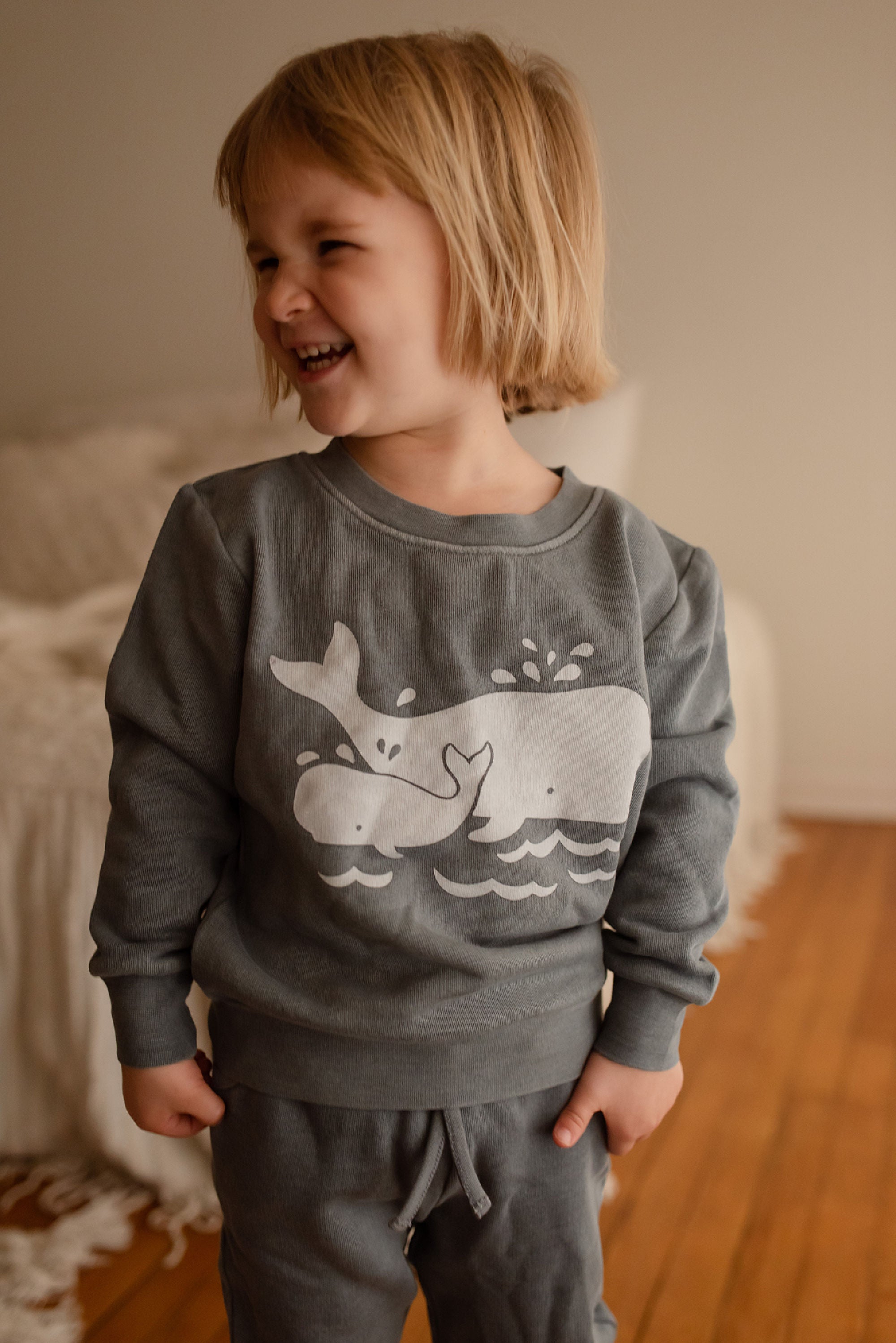 Moonstone Whale | Kids' Organic Cozy Graphic Sweatshirt & Jogger Set