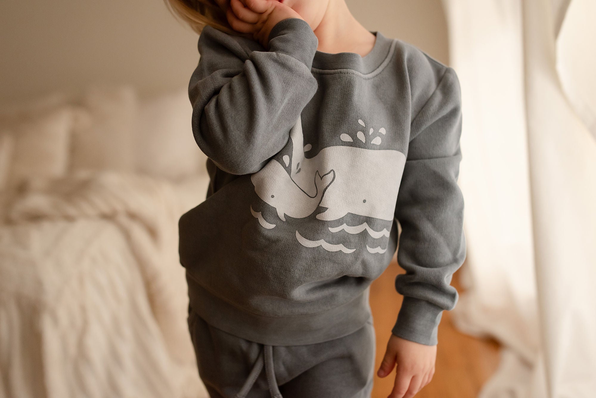 Moonstone Whale | Kids' Organic Cozy Graphic Sweatshirt & Jogger Set