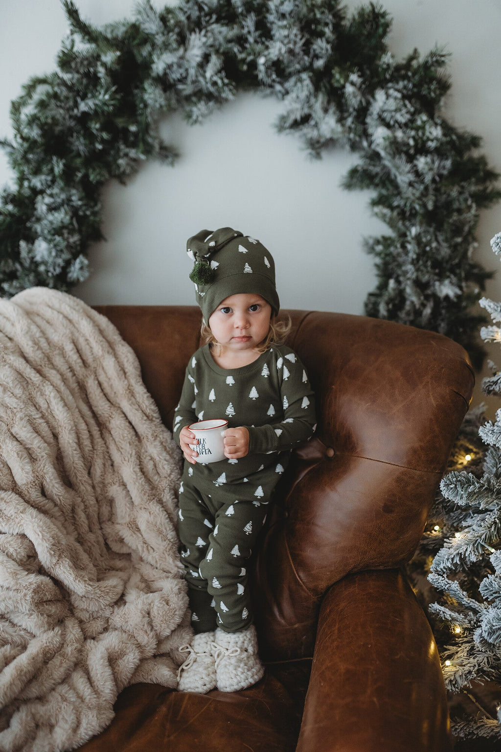 Frosty Pine | Holiday Thermal Long-Sleeve PJ & Cap Set