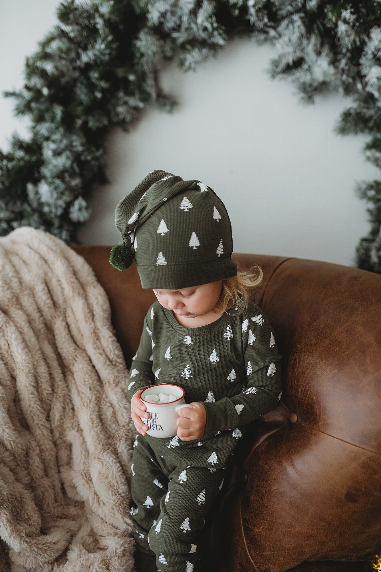 Frosty Pine | Holiday Thermal Long-Sleeve PJ & Cap Set