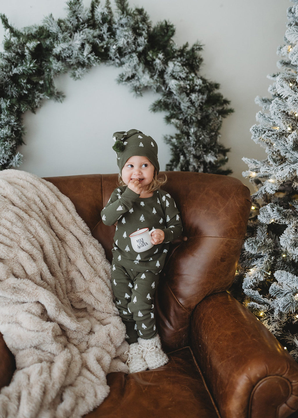 Frosty Pine | Holiday Thermal Long-Sleeve PJ & Cap Set