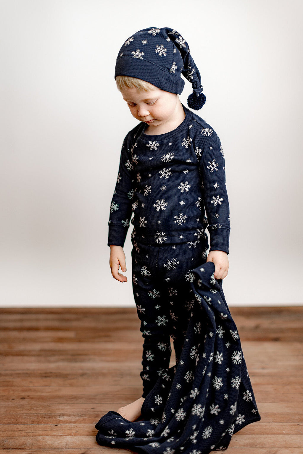 Snowy Night | Holiday Thermal Long-Sleeve PJ & Cap Set