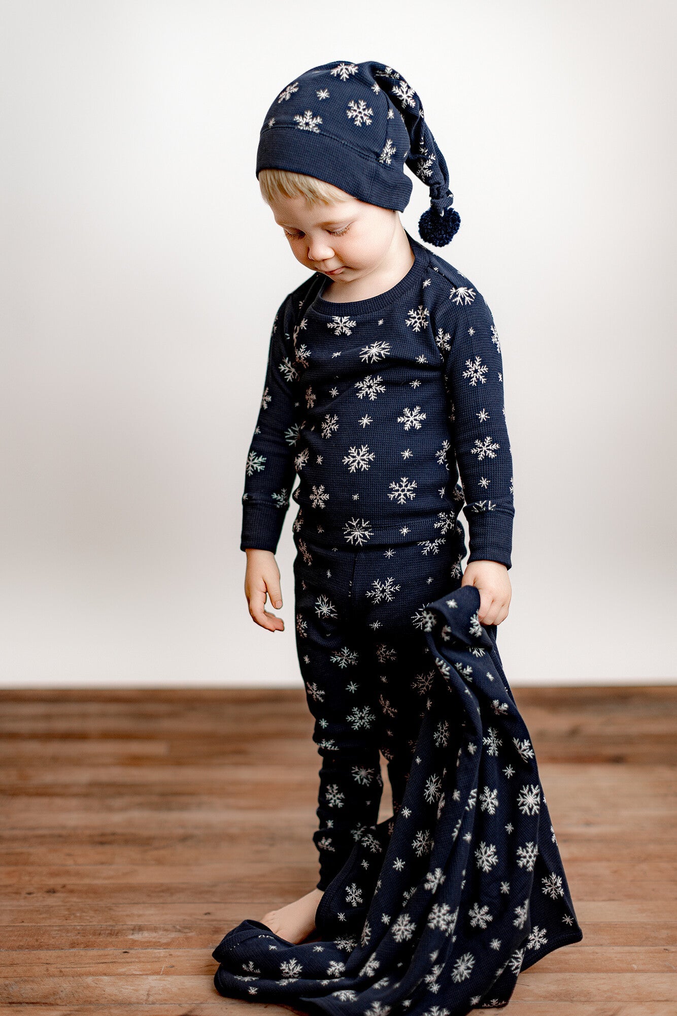 Snowy Night | Holiday Thermal Long-Sleeve PJ & Cap Set