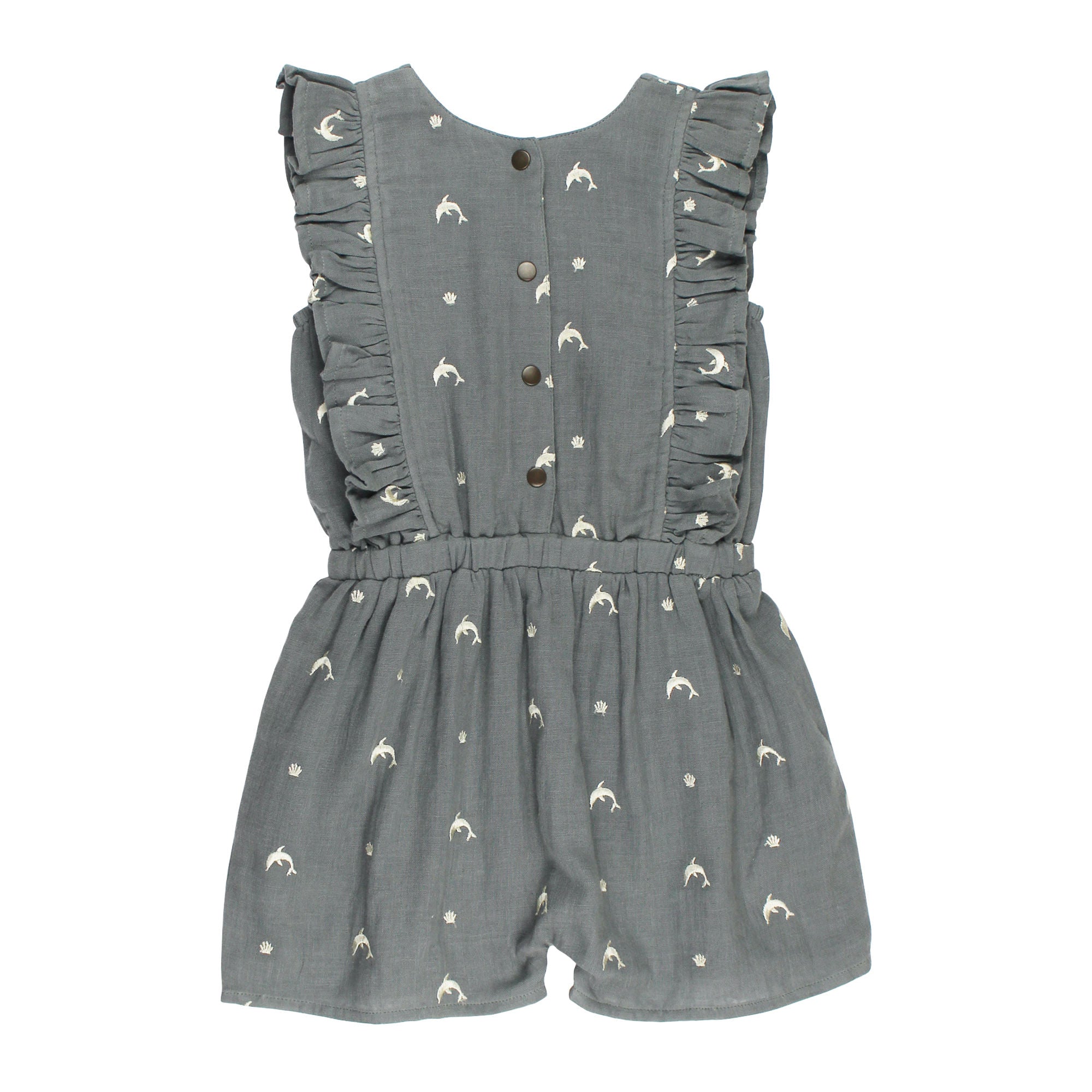Moonstone Dolphin | Kids' Organic Muslin Ruffle Jumper