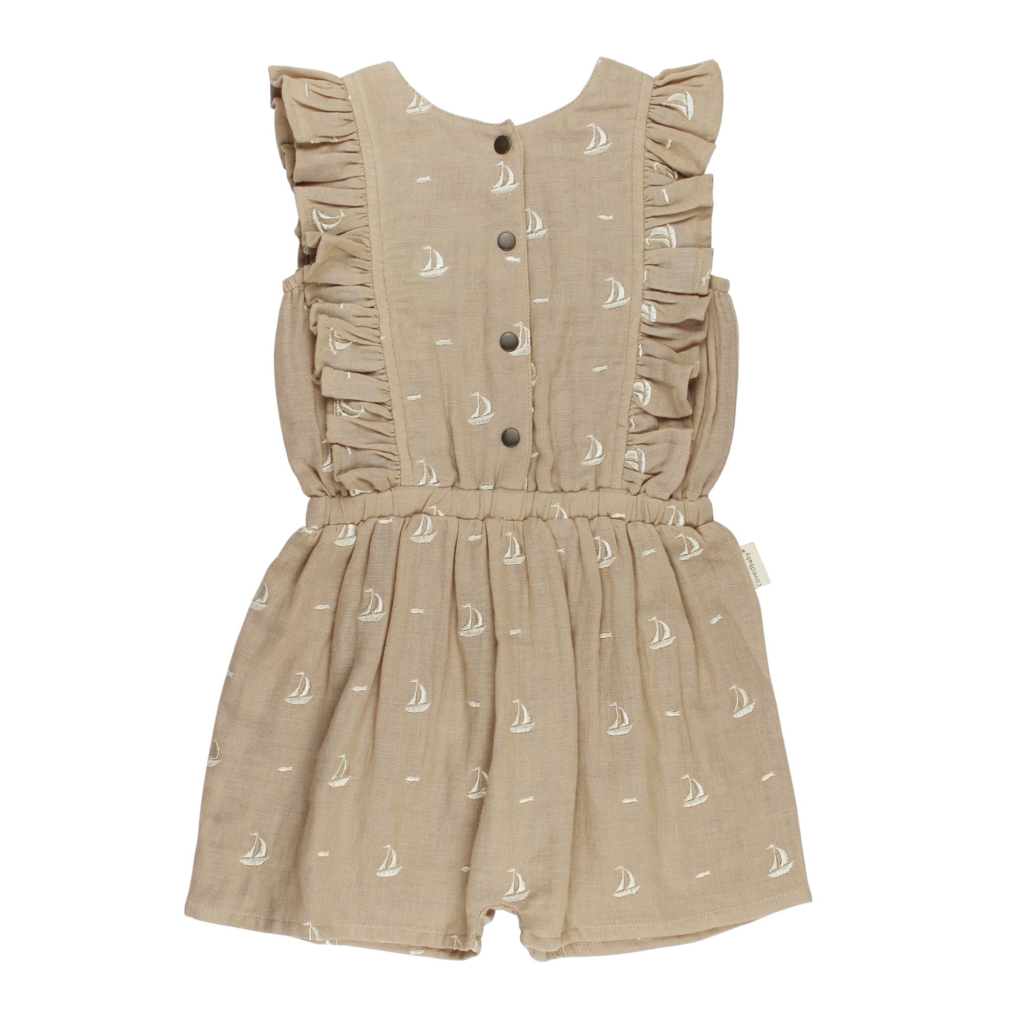 Oatmeal Sailboat | Kids' Organic Muslin Ruffle Jumper