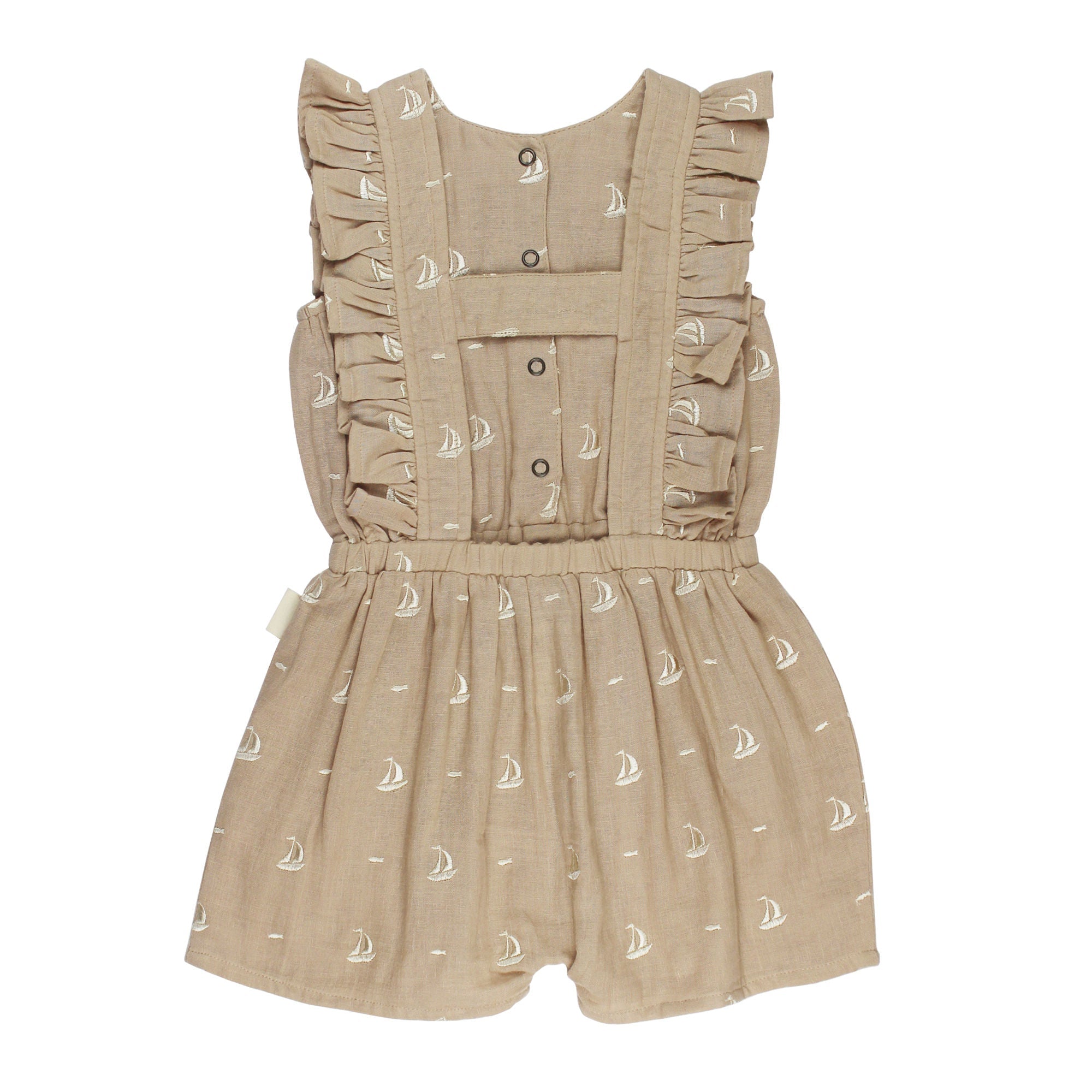 Oatmeal Sailboat | Kids' Organic Muslin Ruffle Jumper