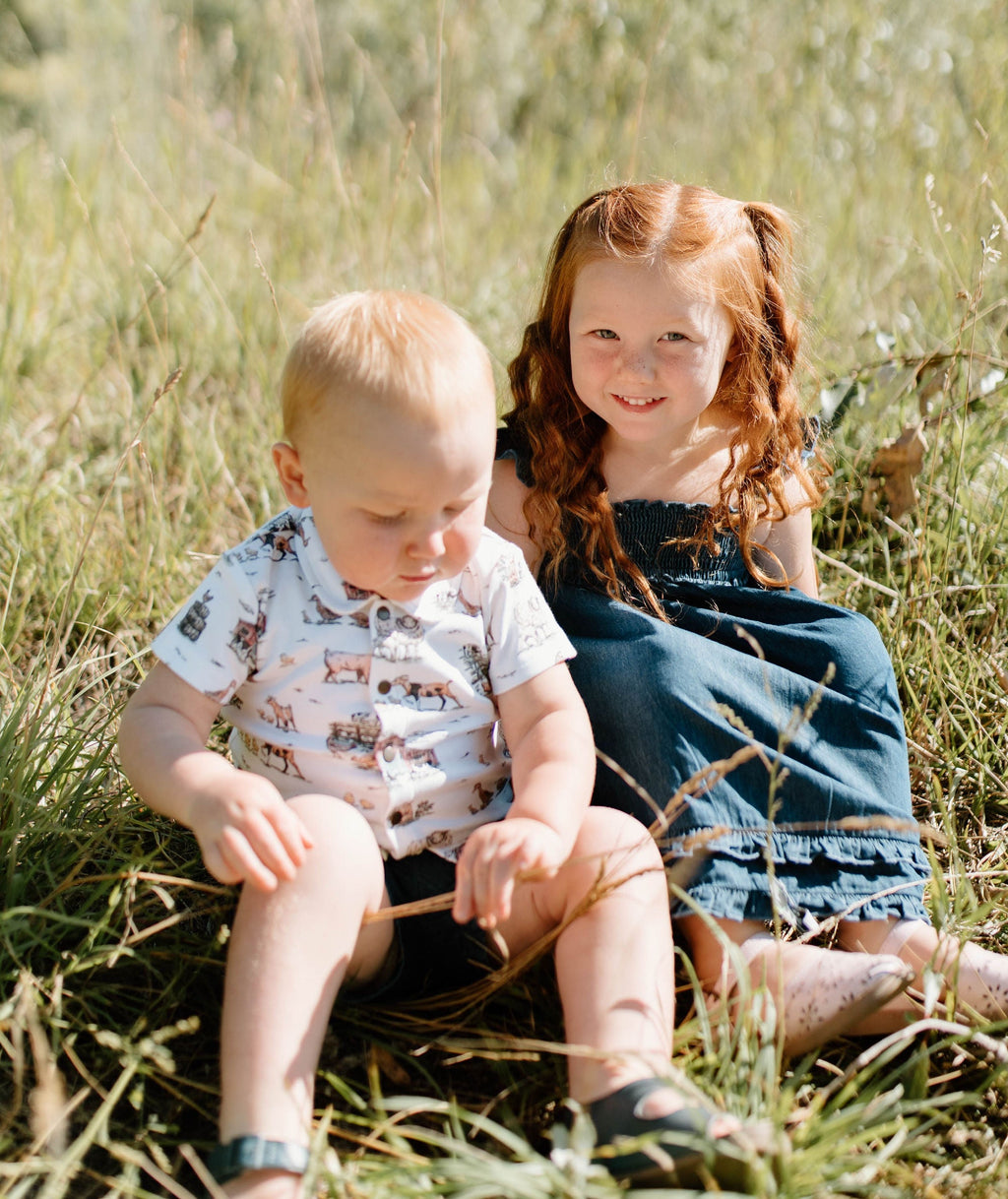 Farm Friends | Kids' Organic Button-Up S/Sleeve