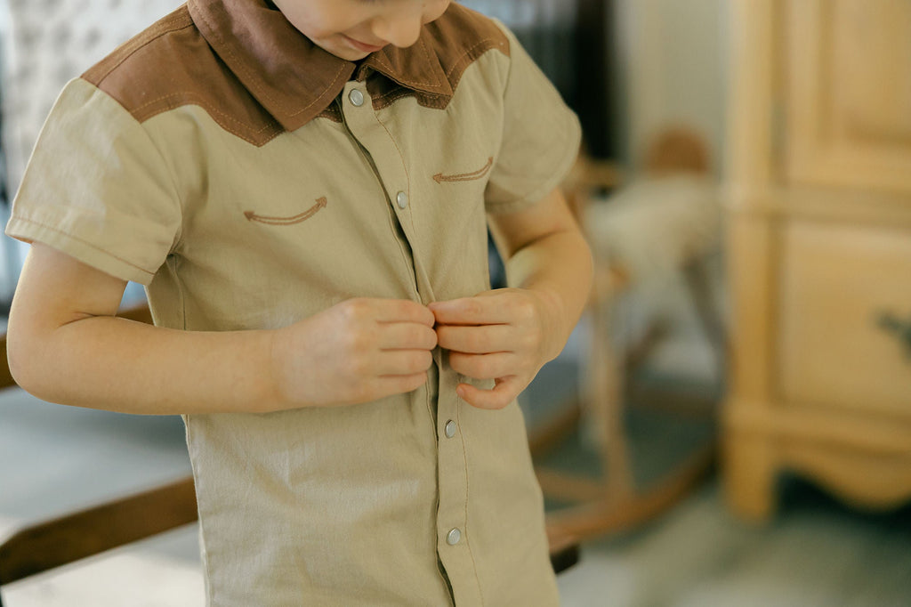 Oatmeal | Kids' Western Button-Up Shirt