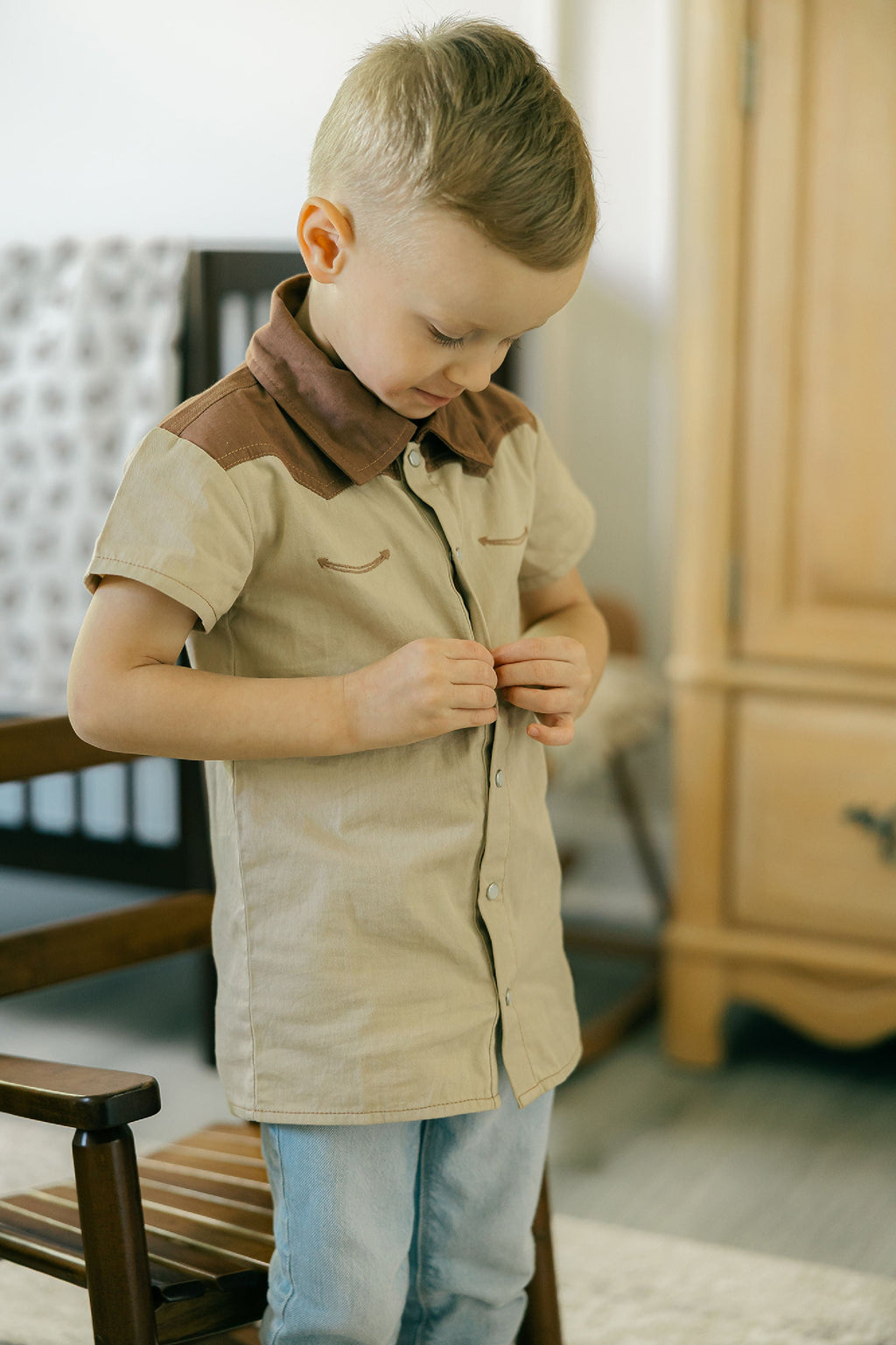 Oatmeal | Kids' Western Button-Up Shirt