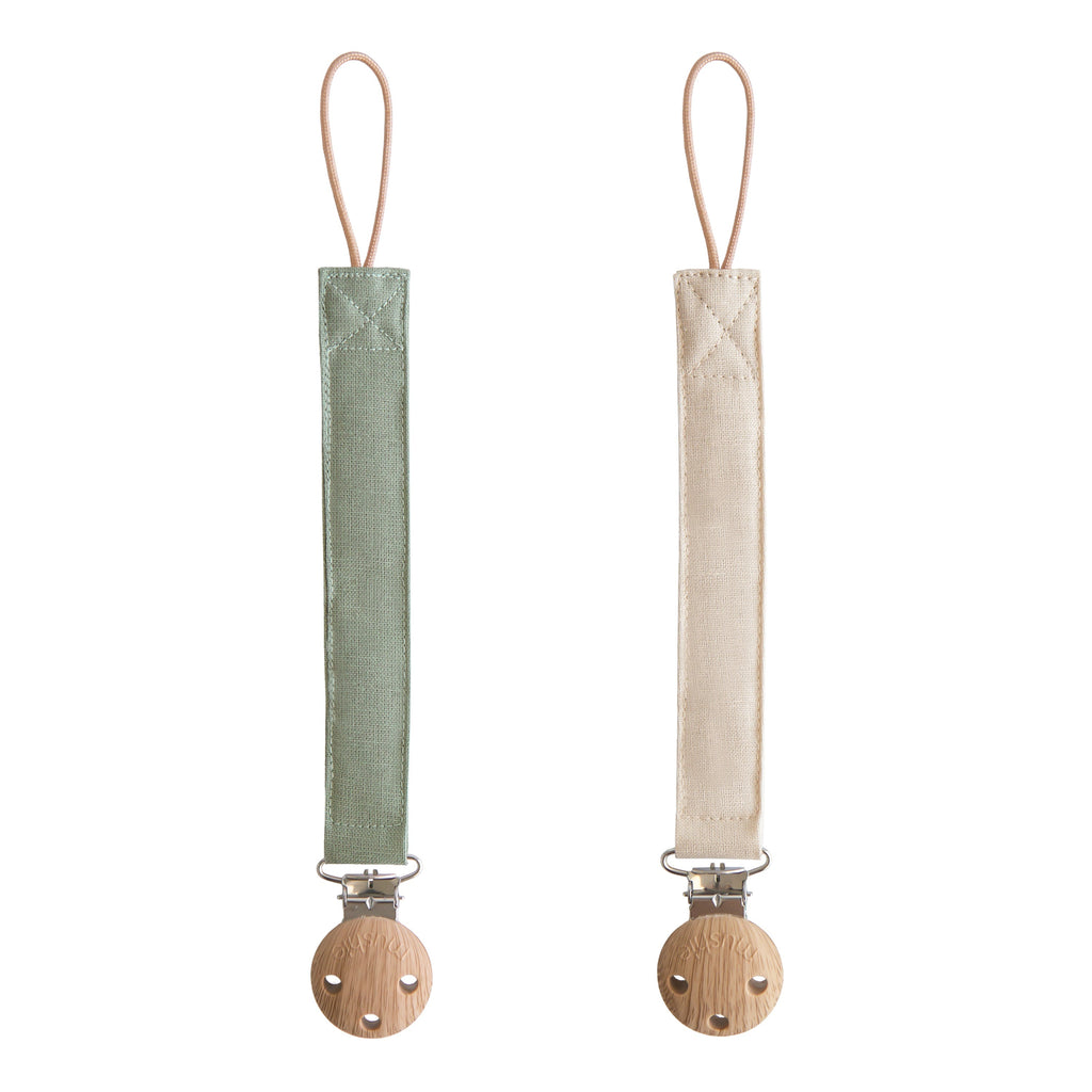 Linen Pacifier Clip 2-Pack - Mushie