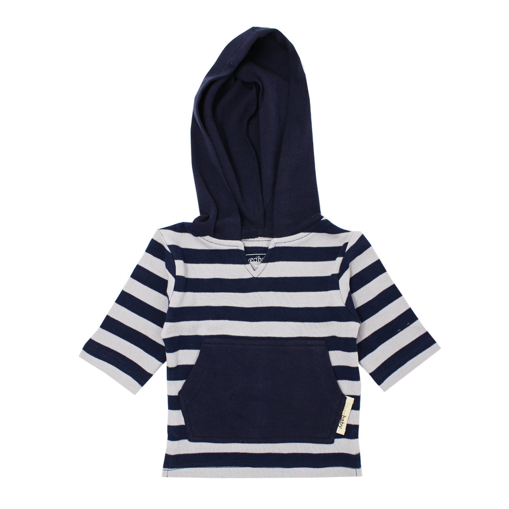 Navy/Light Gray Stripe | Organic Hoodie