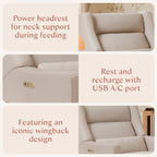 Kiwi Plus Chair and a Half Power Recliner and Swivel Glider with Power Adjustable Headrest and USB Port