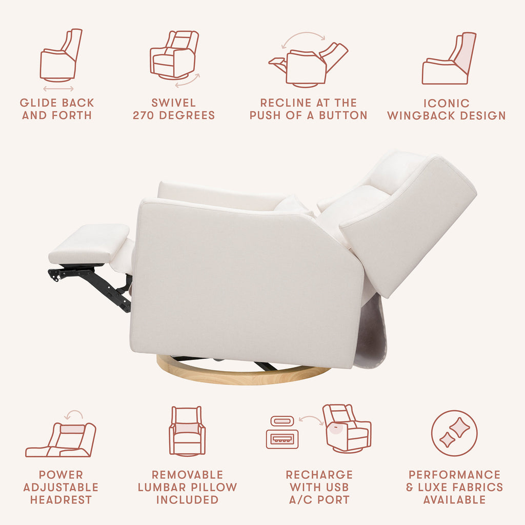 Kiwi Plus Chair and a Half Power Recliner and Swivel Glider with Power Adjustable Headrest and USB Port