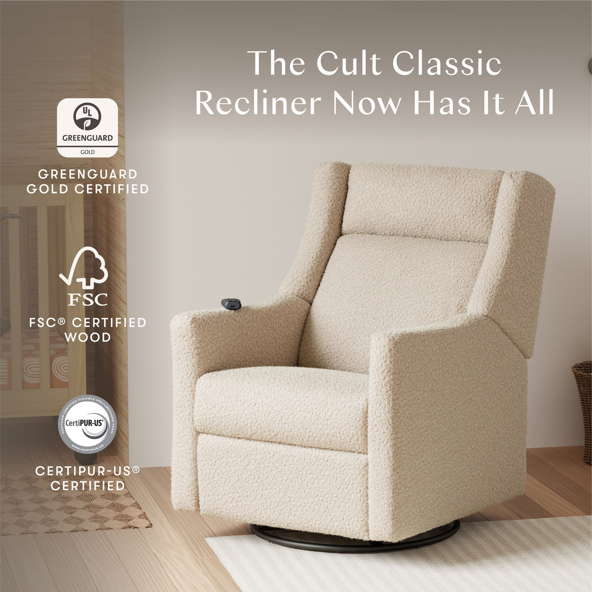 Kiwi Deluxe Power Recliner and Swivel Glider with Heat and Massage