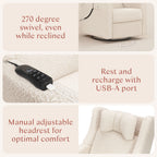 Kiwi Deluxe Power Recliner and Swivel Glider with Heat and Massage