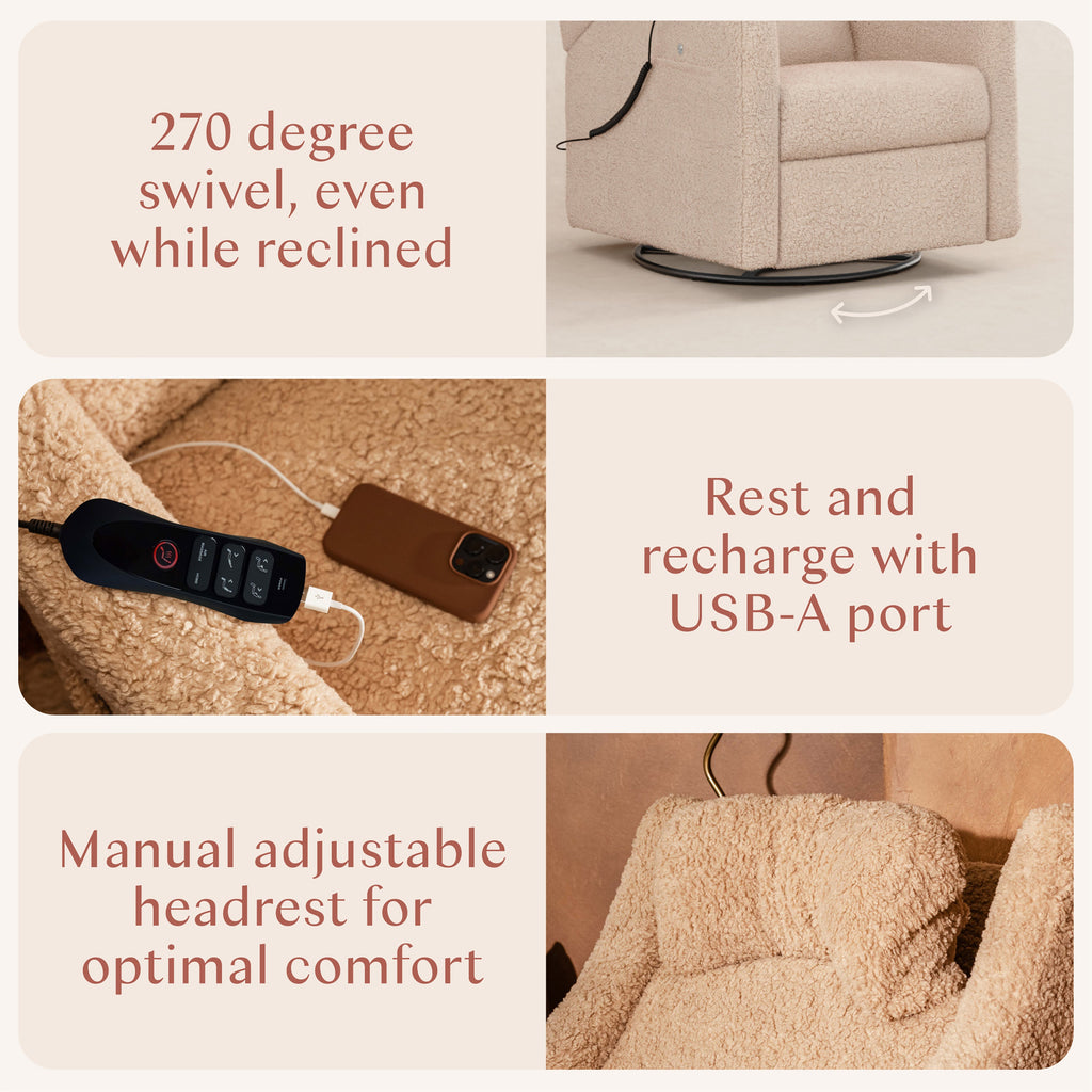 Kiwi Deluxe Power Recliner and Swivel Glider with Heat and Massage