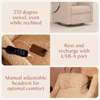 Kiwi Deluxe Power Recliner and Swivel Glider with Heat and Massage