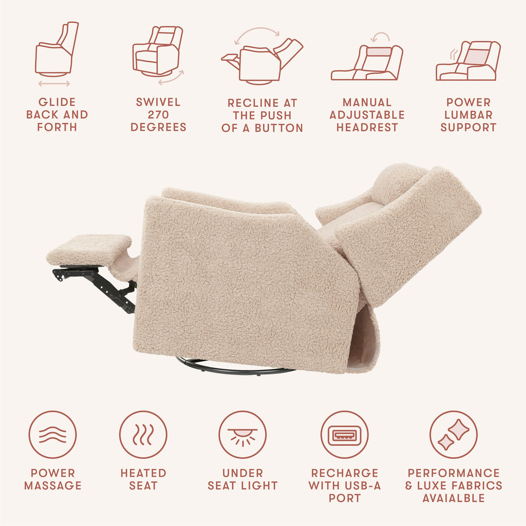 Kiwi Deluxe Power Recliner and Swivel Glider with Heat and Massage