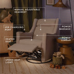 Kiwi Deluxe Power Recliner and Swivel Glider with Heat and Massage