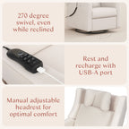 Kiwi Deluxe Power Recliner and Swivel Glider with Heat and Massage