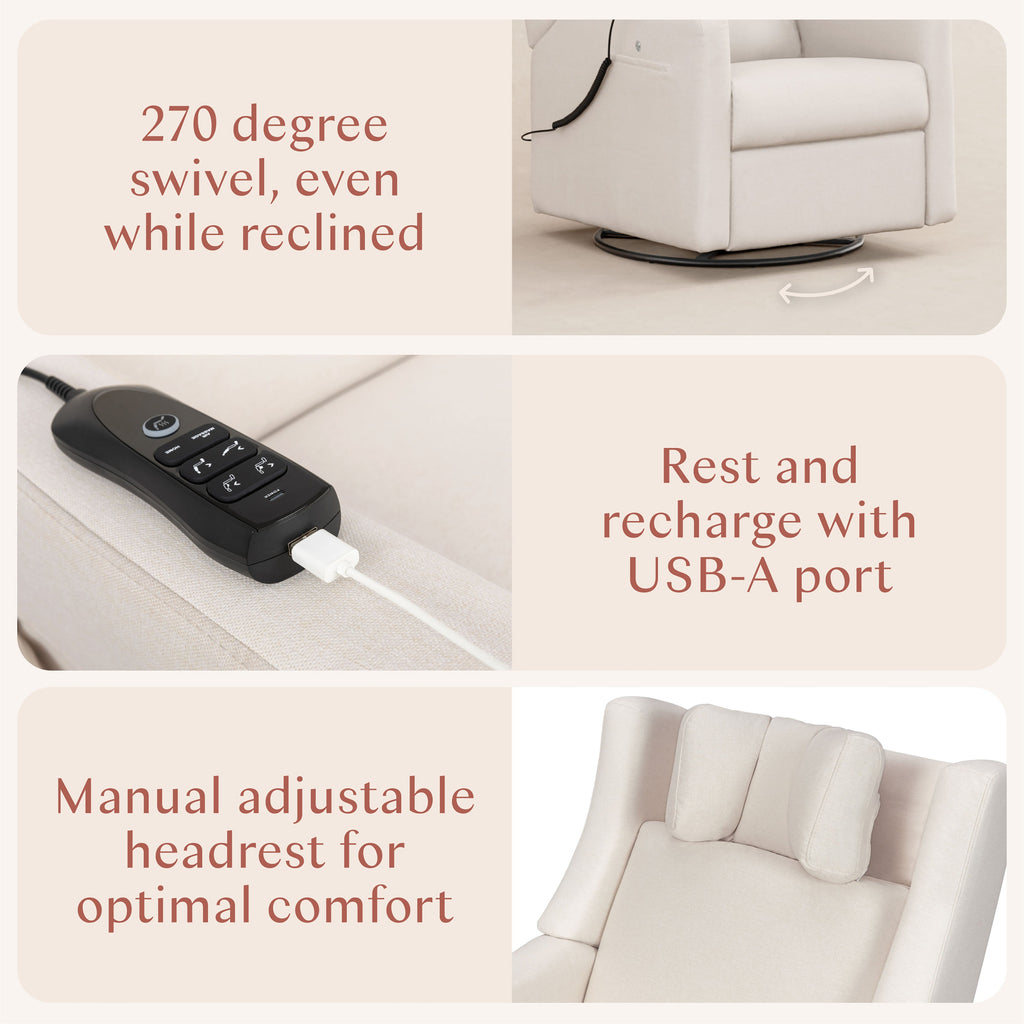 Kiwi Deluxe Power Recliner and Swivel Glider with Heat and Massage
